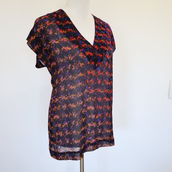 CABI Size XS Bonus Blouse Multicolor Style # 3428 Black red blue - Picture 6 of 10